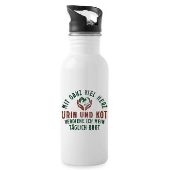 Pflegekraft - Trinkflasche mit integriertem Trinkhalm - Weiß - Rechts