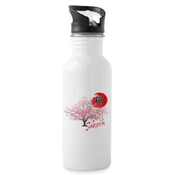 Sakura Japanese Cherry Blossom Cherry Blossom Tree - Water bottle with straw - white - Right