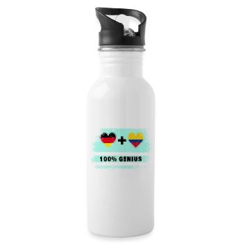 Germany and Colombia 100% Ingenious / Gift - Water bottle with straw - white - Right