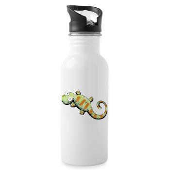 Happy Gecko I Lizard - Water bottle with straw - white - Right