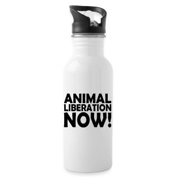 Animal liberation now - Trinkflasche mit integriertem Trinkhalm - Weiß - Rechts