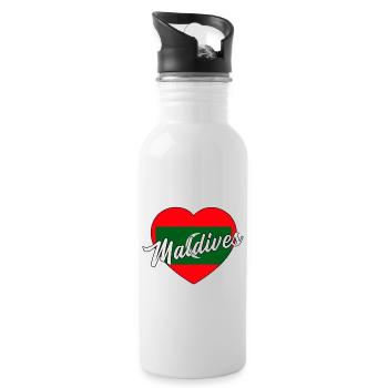 Malediven - Trinkflasche mit integriertem Trinkhalm - Weiß - Rechts