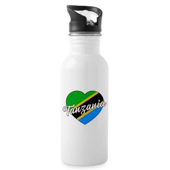 Tansania - Trinkflasche mit integriertem Trinkhalm - Weiß - Rechts