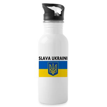 Slava ukraini - Water bottle with straw - white - Right