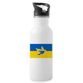 Ukraine friedenstaube - Trinkflasche mit integriertem Trinkhalm - Weiß - Rechts