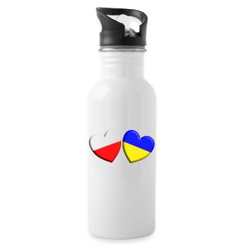 La Pologne soutient l’Ukraine - Gourde avec paille intégrée - blanc - Droite
