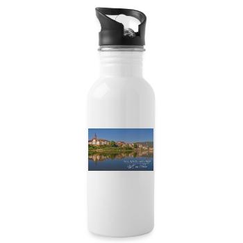 Neckargemünd - Stadt am Fluss - Trinkflasche mit integriertem Trinkhalm - Weiß - Rechts