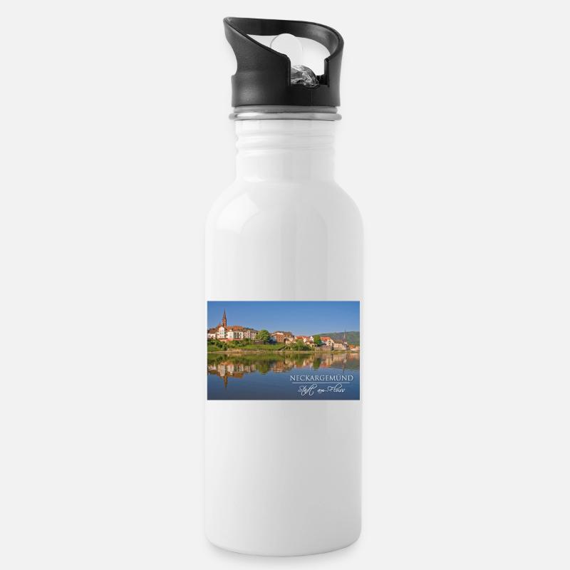 Neckargemünd - Stadt am Fluss - Trinkflasche mit integriertem Trinkhalm - Weiß