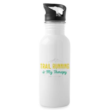 Trailrunning ist meine Therapie - Trinkflasche mit integriertem Trinkhalm - Weiß - Rechts
