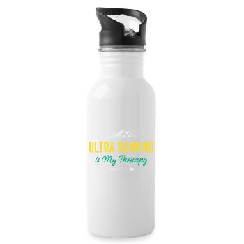 Ultra Running ist meine Therapie - Trinkflasche mit integriertem Trinkhalm - Weiß - Rechts