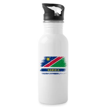 Namibia Flaggen Design - Trinkflasche mit integriertem Trinkhalm - Weiß - Rechts