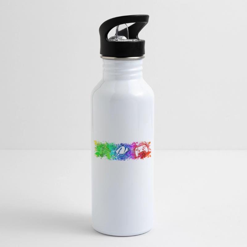 WASD Mouse Controller Rainbow Trinkflasche mit integriertem Trinkhalm