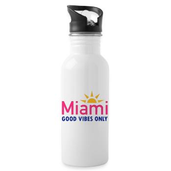 Miami, good vibes only (Sonne, Sonnenstrahlen) - Water bottle with straw - white - Right