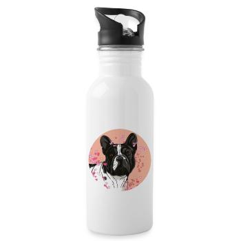 French Bulldog T-shirt. - Water bottle with straw - white - Right
