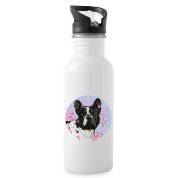 French Bulldog T-shirt. - Water bottle with straw - white - Right