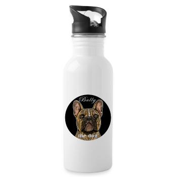 French Bulldog T-shirt. BULLY the dog. - Water bottle with straw - white - Right
