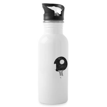Flach Spielen Hoch Gewinnen Tischtennis Geschenk - Trinkflasche mit integriertem Trinkhalm - Weiß - Rechts
