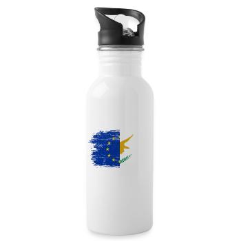 EU Einheit Hand Flagge Kunst - Trinkflasche mit integriertem Trinkhalm - Weiß - Rechts