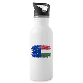 EU Ungarn Pinselstrich Union - Trinkflasche mit integriertem Trinkhalm - Weiß - Rechts