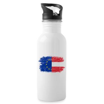 EU Österreich Flagge Fusion - Trinkflasche mit integriertem Trinkhalm - Weiß - Rechts