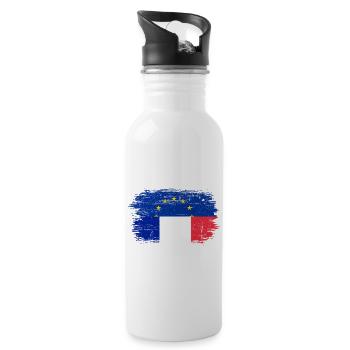 Pinselstrich EU Frankreich Flagge Mashup - Trinkflasche mit integriertem Trinkhalm - Weiß - Rechts
