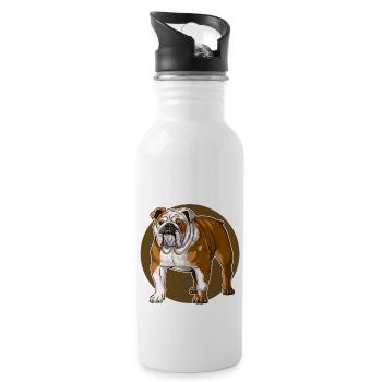 English Bulldog T-shirt. BULLY the dog. - Water bottle with straw - white - Right