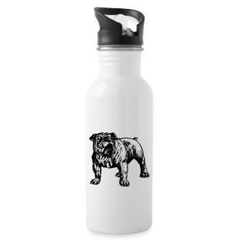 English Bulldog T-shirt. BULLY the dog. - Water bottle with straw - white - Right