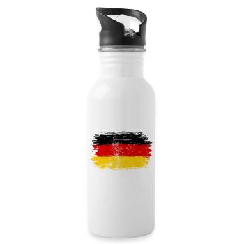 Deutscher Flaggenpinselstrich - Trinkflasche mit integriertem Trinkhalm - Weiß - Rechts