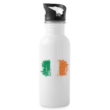 Impression au coup de pinceau du drapeau irlandais - Gourde avec paille intégrée - blanc - Droite