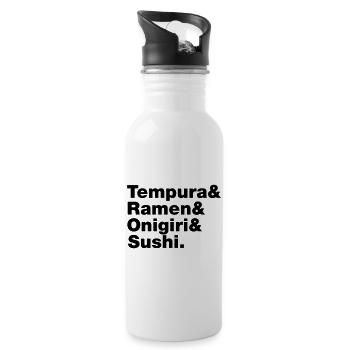 Japanese Foods Tempura & Ramen & Onigiri & Sushi. - Water bottle with straw - white - Right