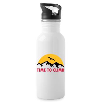 Time to climb (Berge, Sonne im Hintergrund, Vogel) - Trinkflasche mit integriertem Trinkhalm - Weiß - Rechts