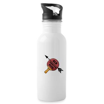 tischtennis ping pong old schmetterhand - Trinkflasche mit integriertem Trinkhalm - Weiß - Rechts