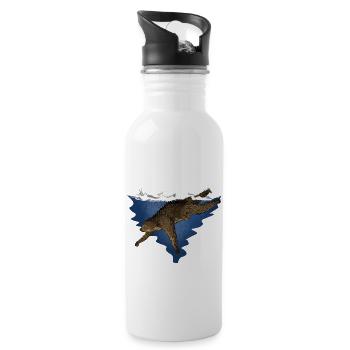Scuba Diving Sloth Lazy Animal Diving I Gift - Water bottle with straw - white - Right