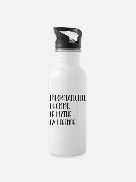INFORMATICIEN l homme le mythe la légende humour - Gourde avec paille intégrée - blanc