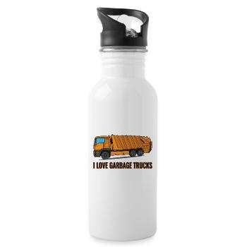 I love Garbage Trucks - Trinkflasche mit integriertem Trinkhalm - Weiß - Rechts
