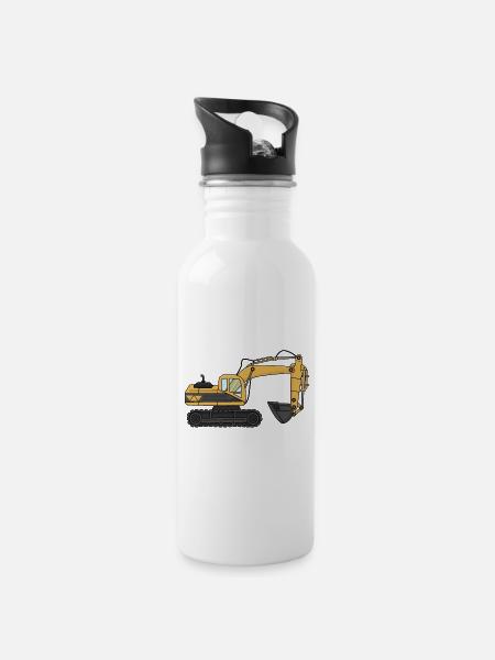 Bagger - Trinkflasche mit integriertem Trinkhalm - Weiß