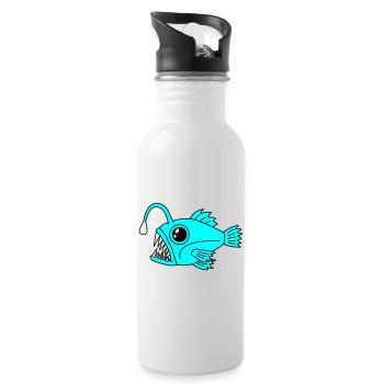 Fisch Laternenfisch Anglerfisch Tiefsee Motiv - Trinkflasche mit integriertem Trinkhalm - Weiß - Rechts