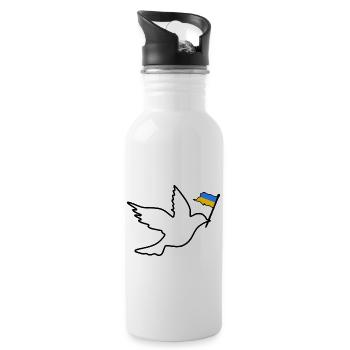 Ukraine - Trinkflasche mit integriertem Trinkhalm - Weiß - Rechts