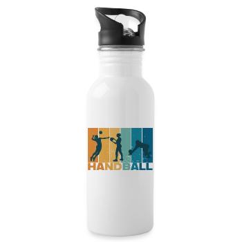 Handball Handballer Vintage Geschenk - Trinkflasche mit integriertem Trinkhalm - Weiß - Rechts