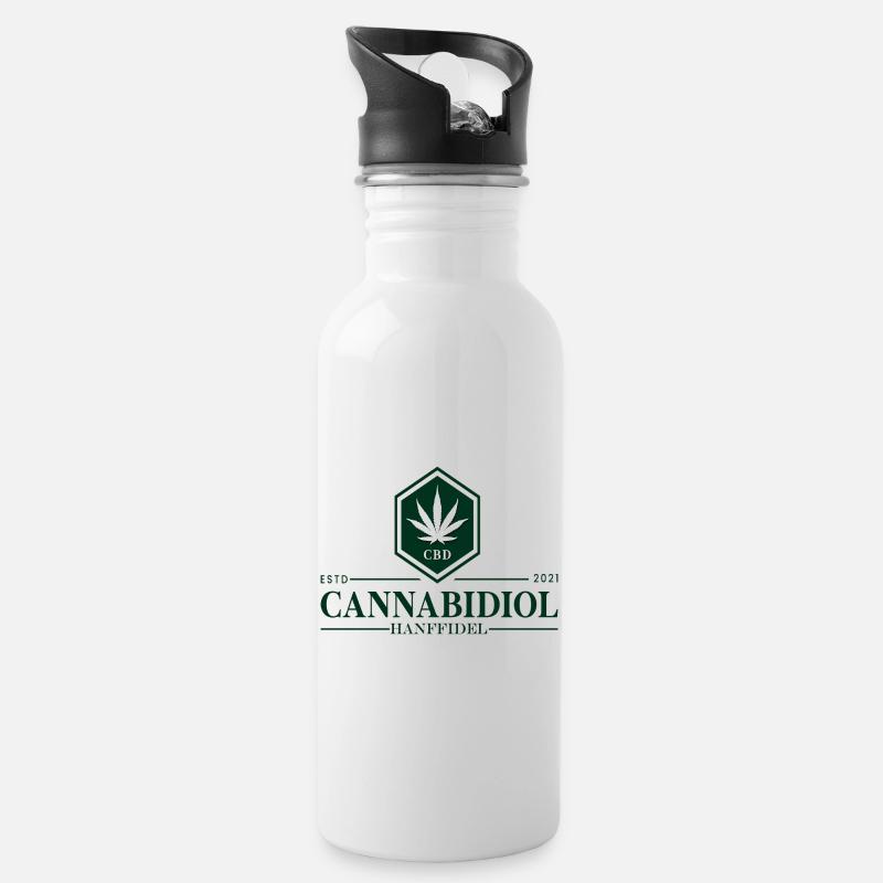 CBD - Trinkflasche mit integriertem Trinkhalm - Weiß