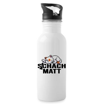 schach schachmatt schachmeister schachpartie - Trinkflasche mit integriertem Trinkhalm - Weiß - Rechts