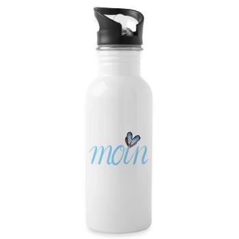 moin Nordsee Ostsee Meer - Trinkflasche mit integriertem Trinkhalm - Weiß - Rechts