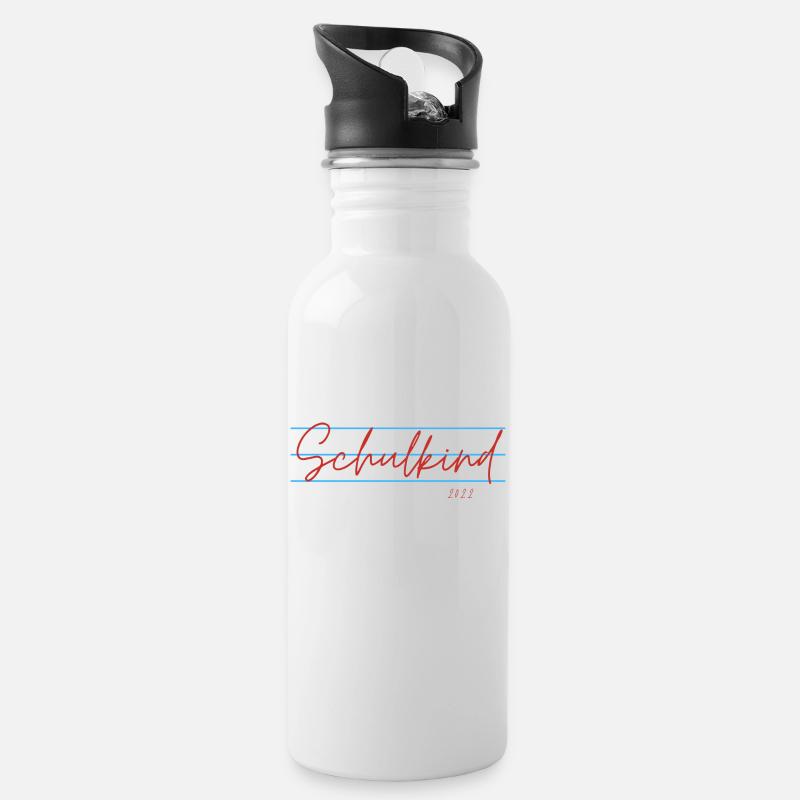 Schulkind - Trinkflasche mit integriertem Trinkhalm - Weiß