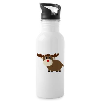 Reindeer Elk mignons cadeaux de Noël drôles - Gourde avec paille intégrée - blanc - Droite