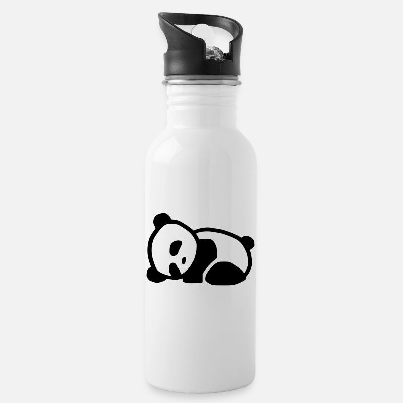 cuddly panda - Water bottle with straw - white