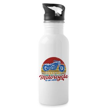 Chopper Motorcycle Biker Biker Gift - Water bottle with straw - white - Right