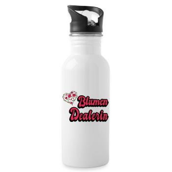 Blumen Dealerin - Trinkflasche mit integriertem Trinkhalm - Weiß - Rechts