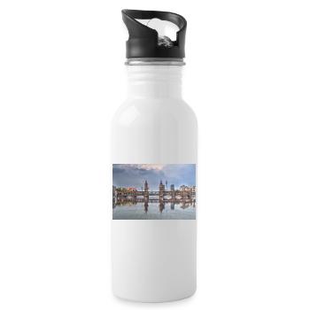 Berlin - Trinkflasche mit integriertem Trinkhalm - Weiß - Rechts