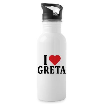 T-Shirt Ich liebe Greta T-Shirt Geschenkidee - Trinkflasche mit integriertem Trinkhalm - Weiß - Rechts