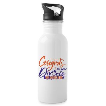 Congrats On Your Divorce - Water bottle with straw - white - Right
